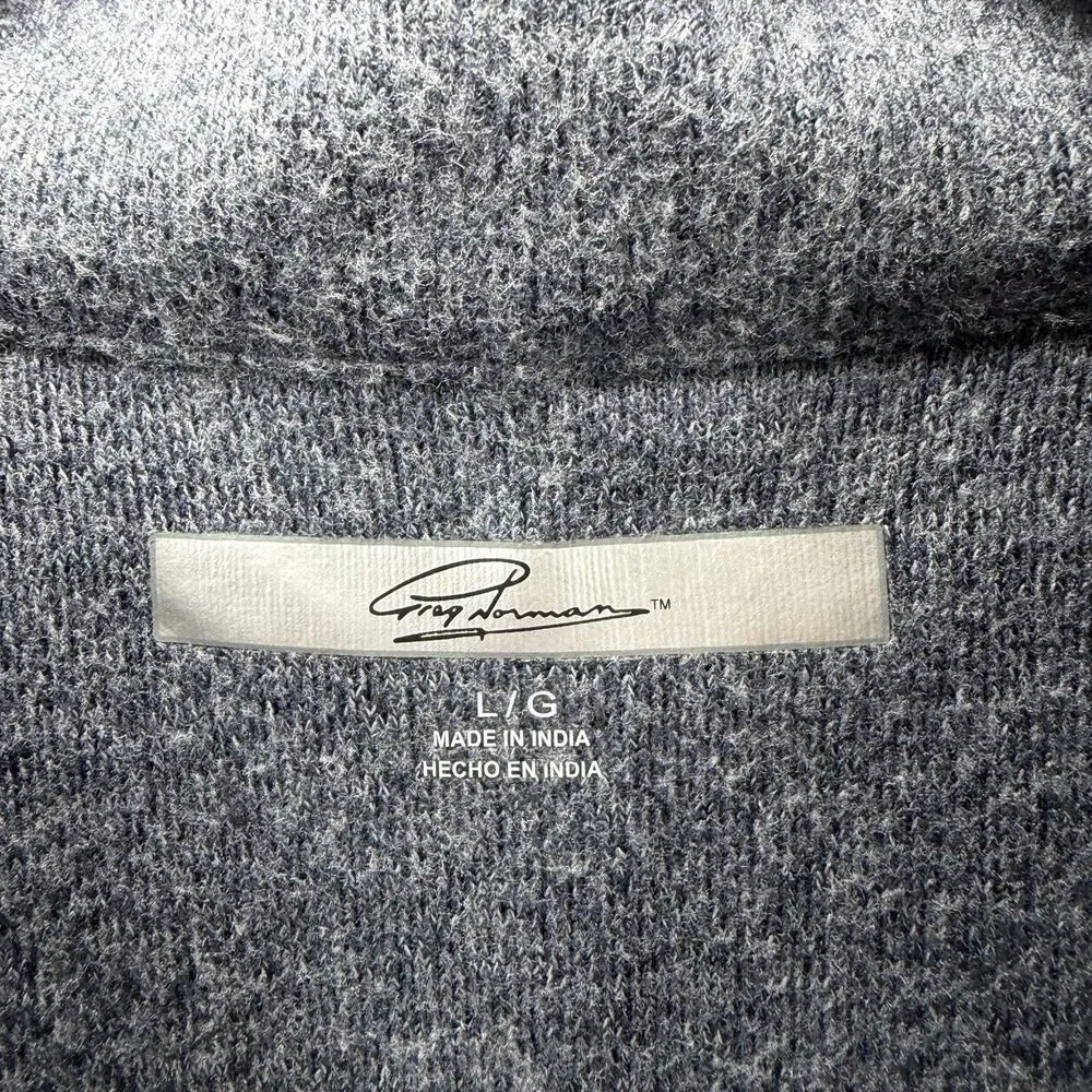 Greg Norman 1/4 Zip Pullover Sweater Mens Size Large Navy Blue Golf Collar Logo